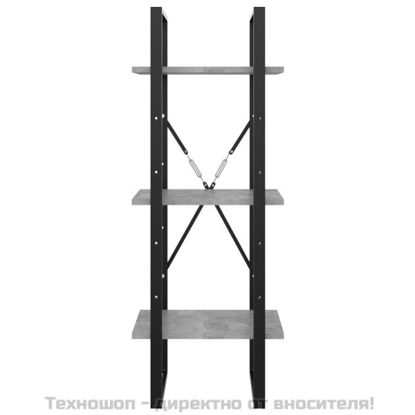 3-етажна библиотека, бетонно сив, 40x30x105 см, инженерно дърво