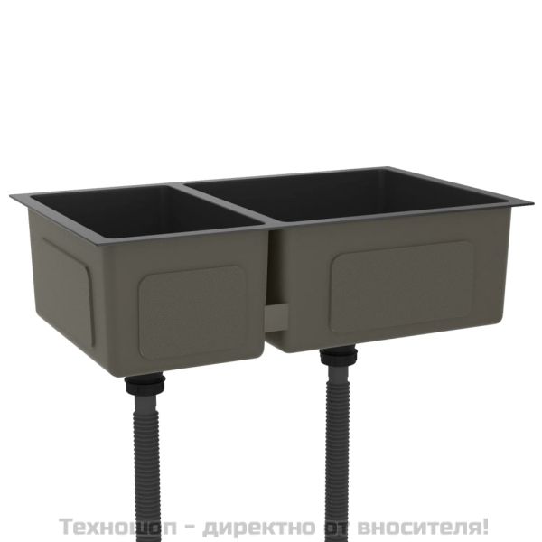 Кухненска мивка, черна, неръждаема стомана