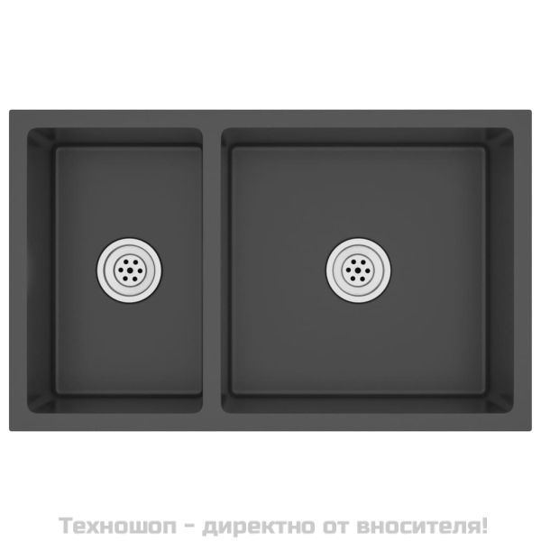 Кухненска мивка, черна, неръждаема стомана