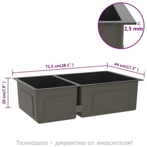 Кухненска мивка, черна, неръждаема стомана