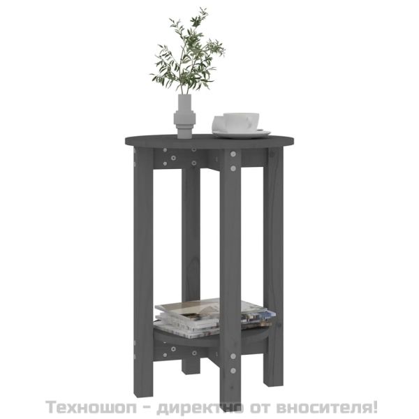 Кафе маса, сива, Ø 40x60 см, борово дърво масив