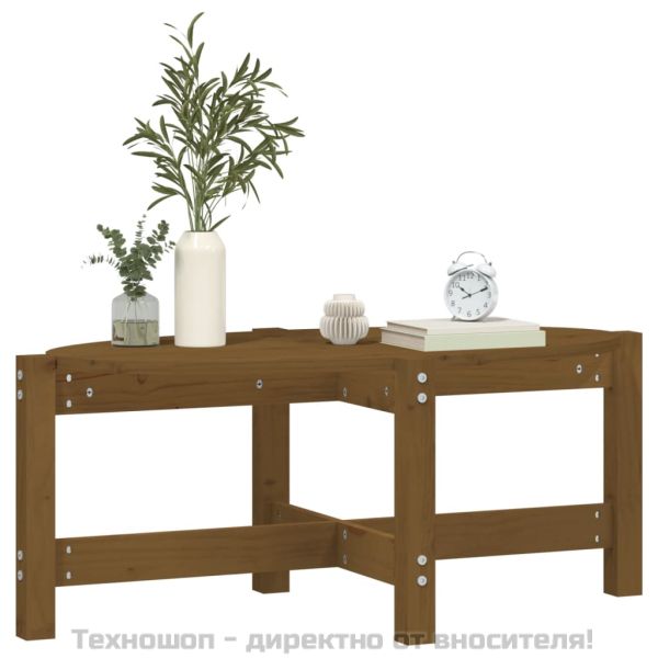 Кафе маса, меденокафява, 87x48x35 см, борово дърво масив