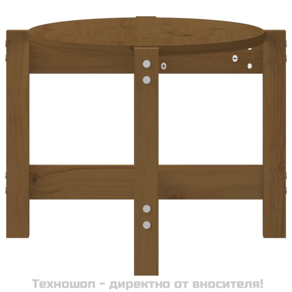 Кафе маса, меденокафява, 87x48x35 см, борово дърво масив