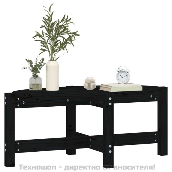 Кафе маса, черна, 87x48x35 см, борово дърво масив