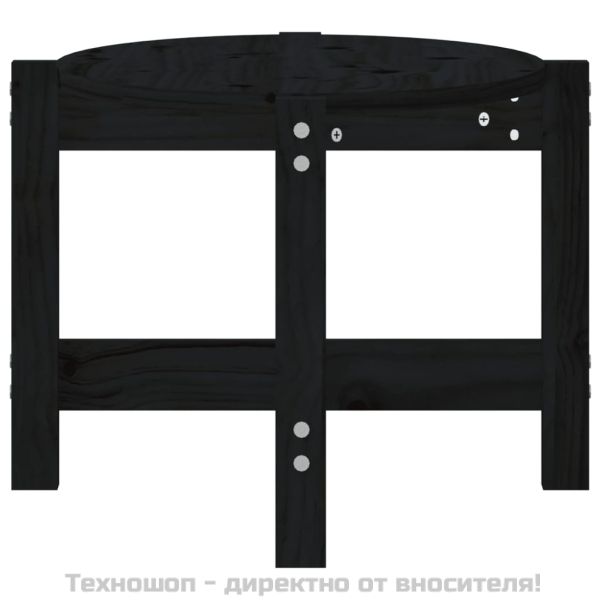 Кафе маса, черна, 87x48x35 см, борово дърво масив