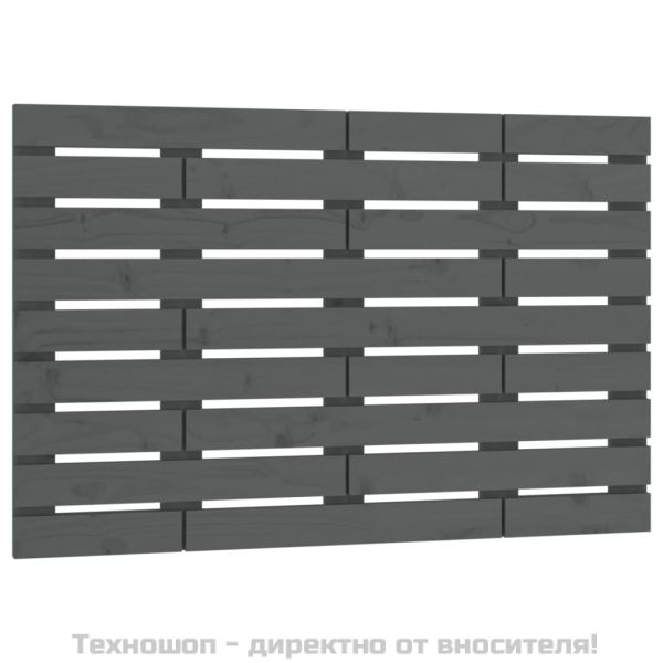 Стенна табла за спалня, сива, 96x3x63 см, борово дърво масив