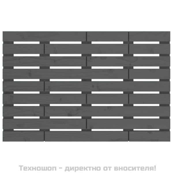 Стенна табла за спалня, сива, 96x3x63 см, борово дърво масив