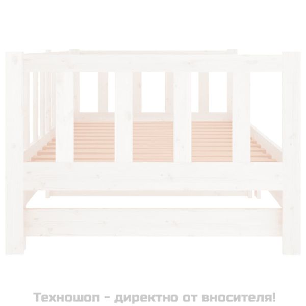 Разтегателна кушетка, бяла, борово дърво масив, 2x(90x190) см