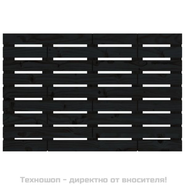 Стенна табла за спалня, черна, 96x3x63 см, борово дърво масив