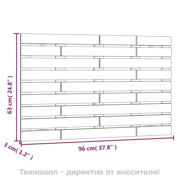 Стенна табла за спалня, черна, 96x3x63 см, борово дърво масив