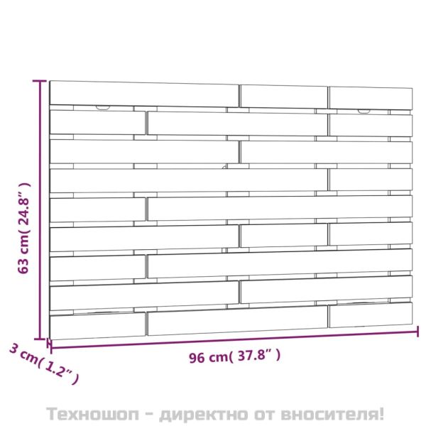 Стенна табла за спалня, меденокафява, 96x3x63 см, бор масив