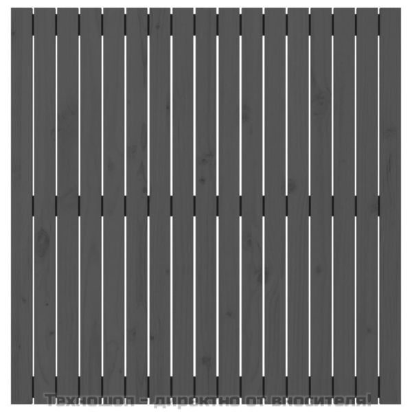 Стенна табла за спалня, сива, 108x3x110 см, борово дърво масив