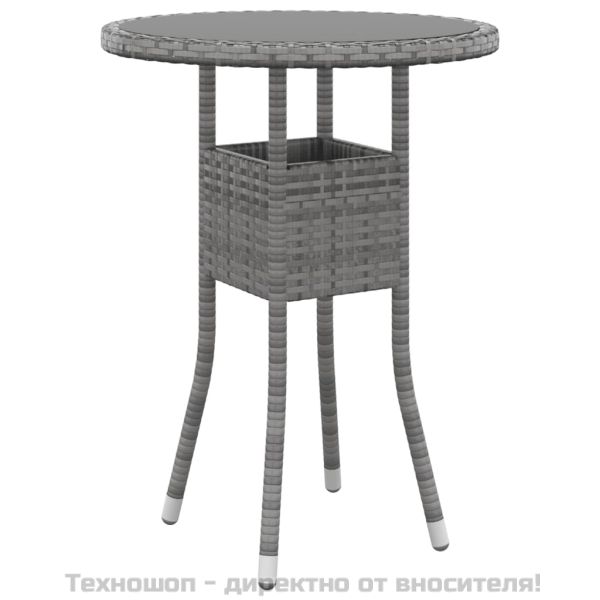 Градински трапезен комплект, 3 части, полиратан, сив