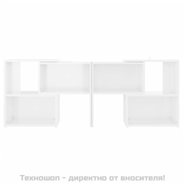 ТВ шкаф, бял гланц, 104x30x52 см, инженерно дърво