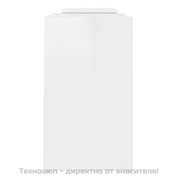 ТВ шкаф, бял гланц, 104x30x52 см, инженерно дърво