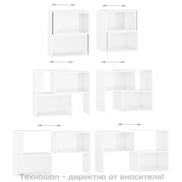 ТВ шкаф, бял гланц, 104x30x52 см, инженерно дърво