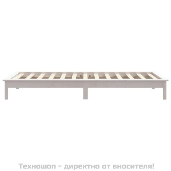 Рамка за легло, бяла, борово дърво масив, 90x200 см
