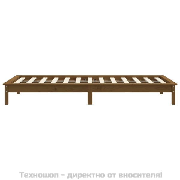 Рамка за легло, меденокафяво, борово дърво масив, 90x200 см