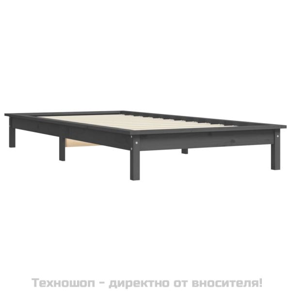 Рамка за легло, сива, 100х200 см, бор масив