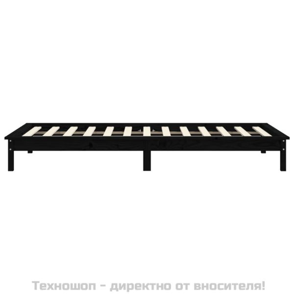 Рамка за легло, черна, 100х200 см, бор масив