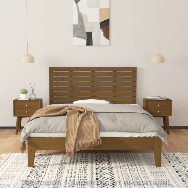 Стенна табла за спалня, меденокафява, 146x3x63 см, бор масив