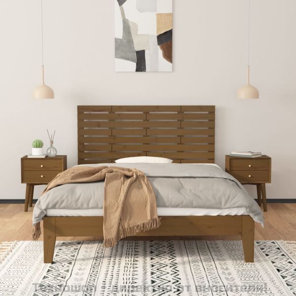 Стенна табла за спалня, меденокафява, 126x3x63 см, бор масив