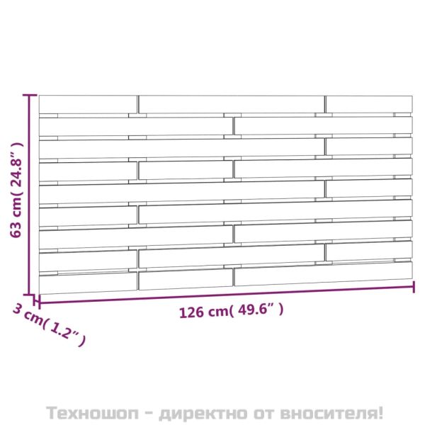 Стенна табла за спалня, меденокафява, 126x3x63 см, бор масив