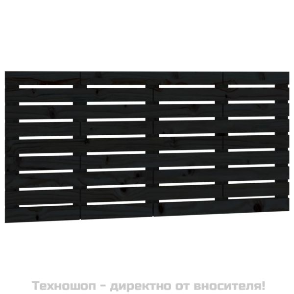 Стенна табла за спалня, черна, 146x3x63 см, борово дърво масив