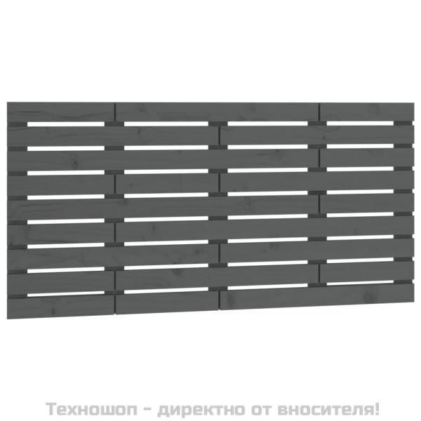 Стенна табла за спалня, сива, 146x3x63 см, борово дърво масив