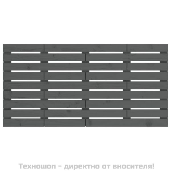 Стенна табла за спалня, сива, 146x3x63 см, борово дърво масив