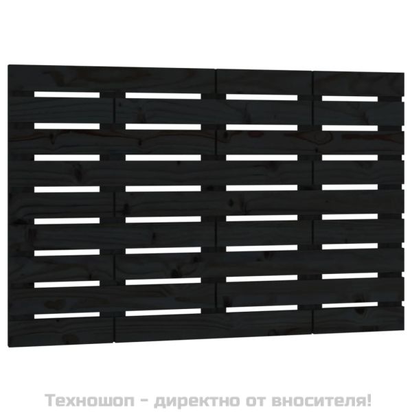 Стенна табла за спалня, черна, 81x3x63 см, борово дърво масив