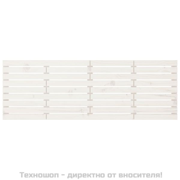 Стенна табла за спалня, бяла, 166x3x63 см, борово дърво масив