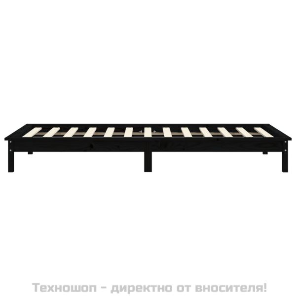 Рамка за легло, черна, 90x190 см, единична, бор масив