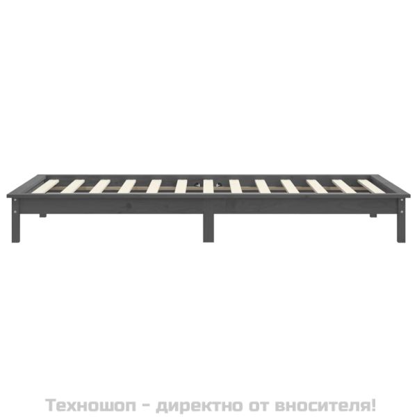 Рамка за легло, сива, бор масив, 90x190 см, Single