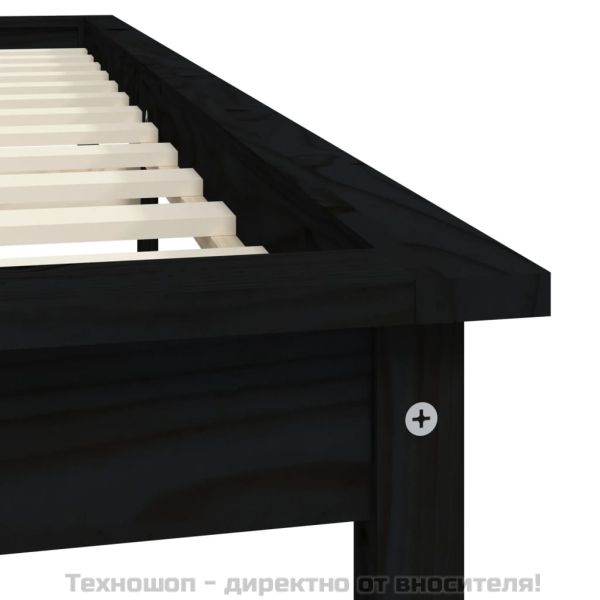 Рамка за легло, черна, бор масив, 120х200 см