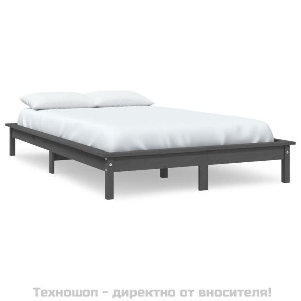 Рамка за легло, сива, бор масив, 120х200 см
