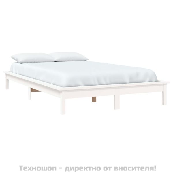 Рамка за легло, бяла, 140х200 см, бор масив