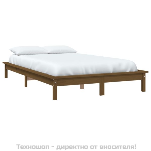 Рамка за легло меденокафява бор масив 150x200 cм King Size