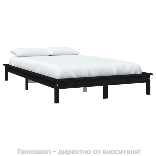 Рамка за легло, черна, 150x200 cм King Size размер, бор масив