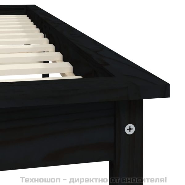 Рамка за легло, черна, 150x200 cм King Size размер, бор масив