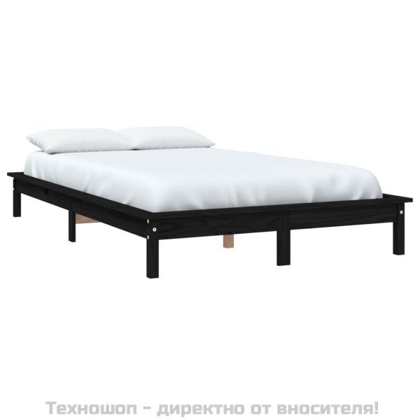 Рамка за легло, черна, бор масив, 160х200 см