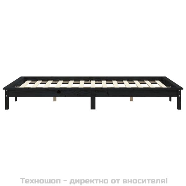 Рамка за легло, черна, бор масив, 160х200 см