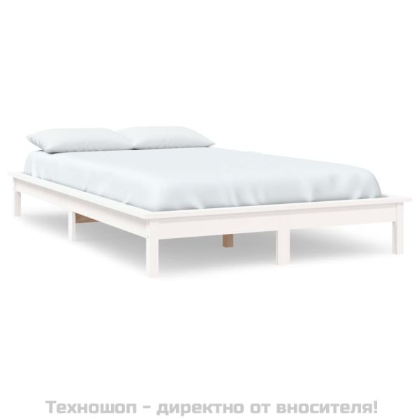 Рамка за легло бяла 120x190 см Small Double масивно дърво бор