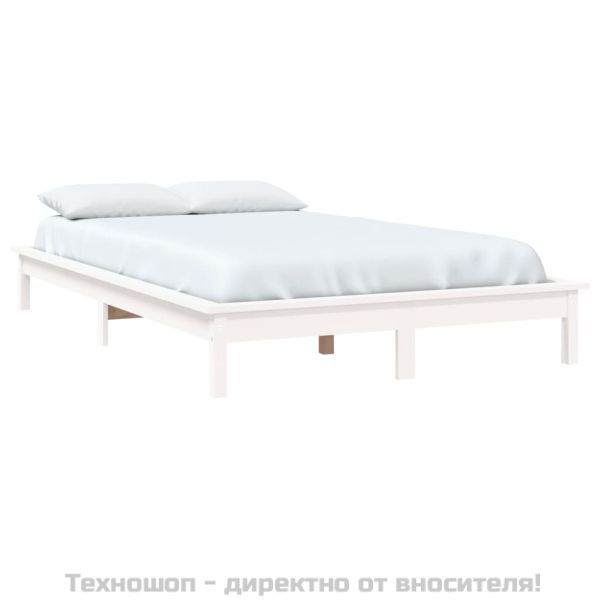 Рамка за легло бяла 120x190 см Small Double масивно дърво бор