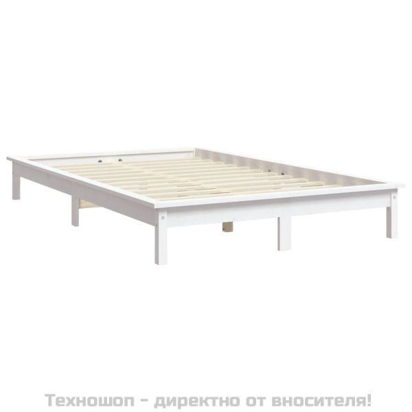 Рамка за легло бяла 120x190 см Small Double масивно дърво бор
