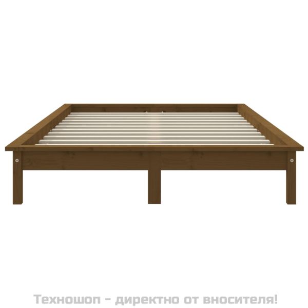 Рамка за легло меденокафява бор масив 135x190 см, Double