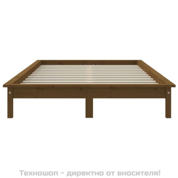 Рамка за легло, меденокафява, бор масив, 140x190 см