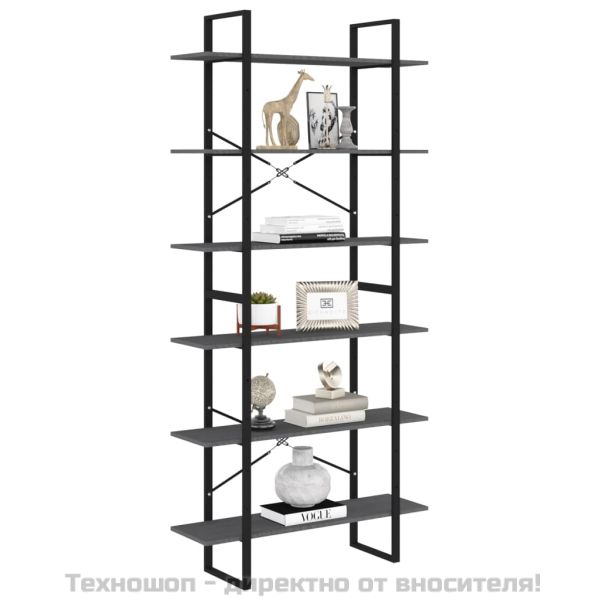 Висок шкаф, сив, 100x30x210 см, борово дърво масив