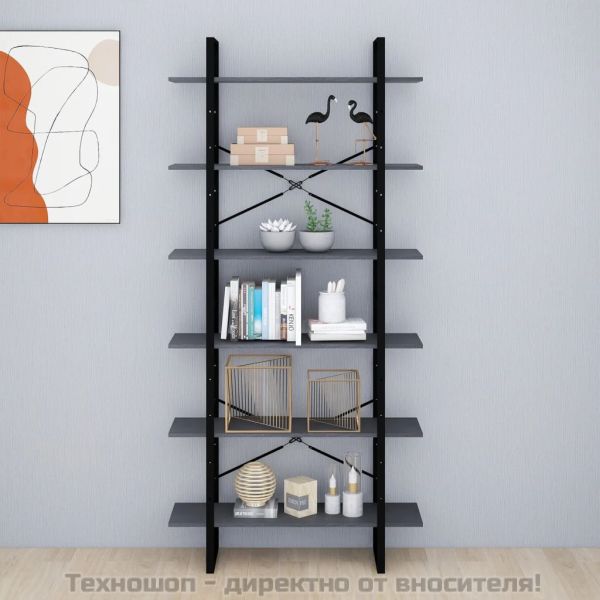 Висок шкаф, сив, 100x30x210 см, борово дърво масив