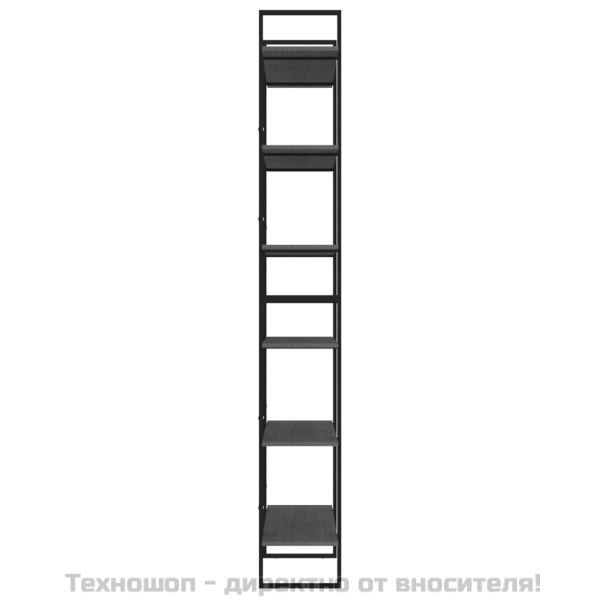 Висок шкаф, сив, 100x30x210 см, борово дърво масив